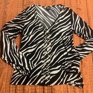 INC International Concepts Zebra Print V-Neck Blouse